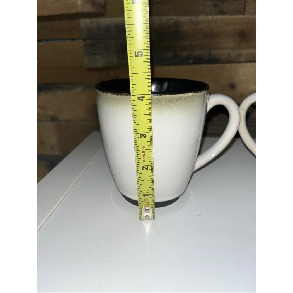 Sango Coffee Tea Cup Mug Nova Black 4932‎ Gray White Center Stoneware